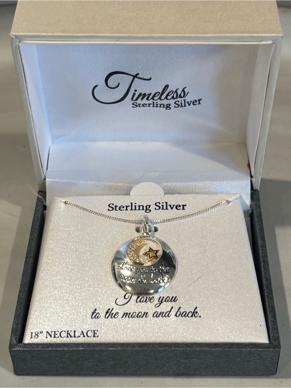 Sterling Silver I LOVE YOU TO THE MOON AND BACK Necklace ~ Brand New! 18inches